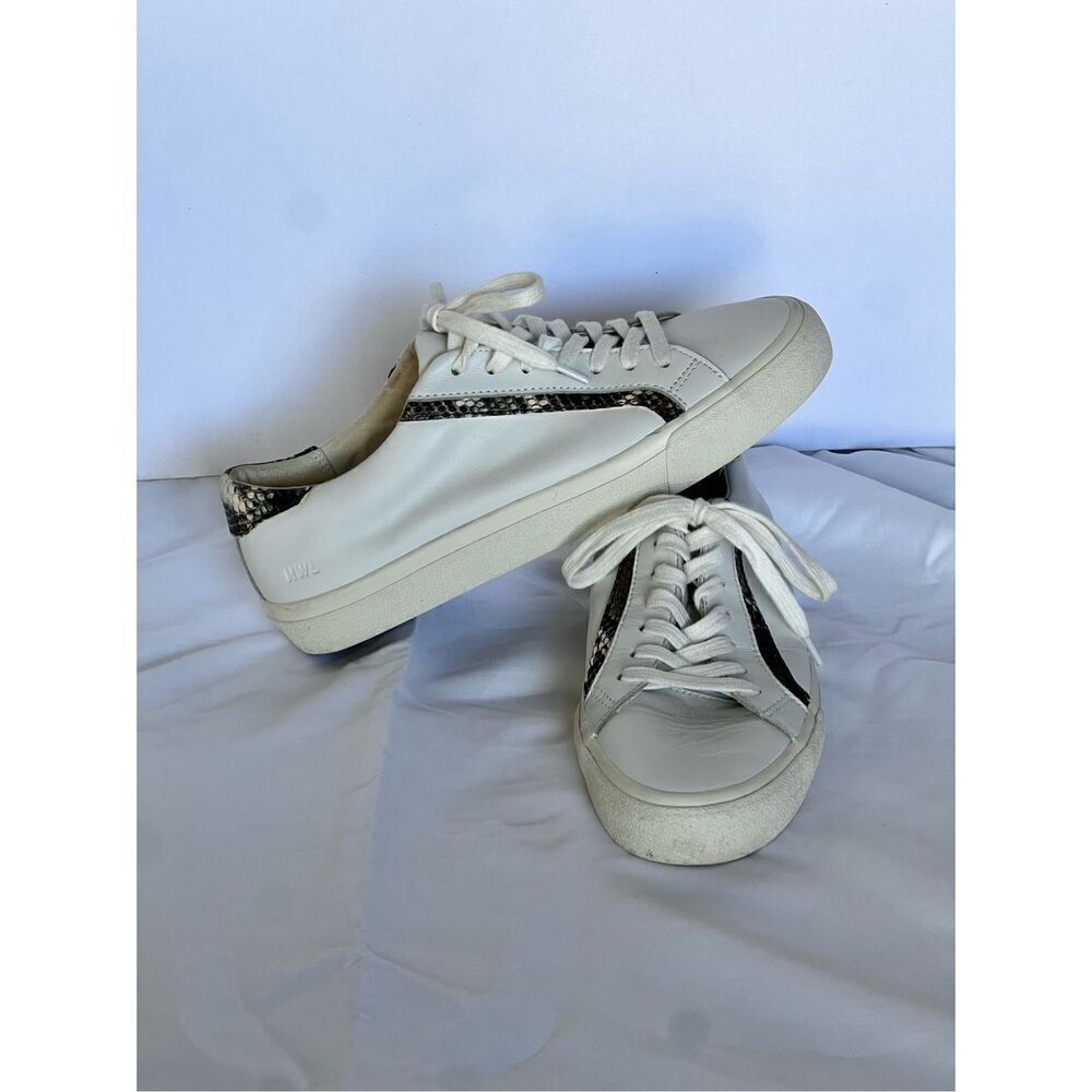 Madewell white casual leather sneakers snakeskin accent sz 8.5 style# MA521